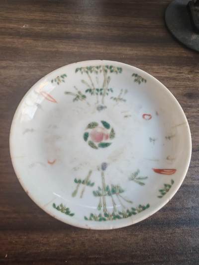 杂件，瓷器化石怪工艺品 - 清末瓷盘，带厂标