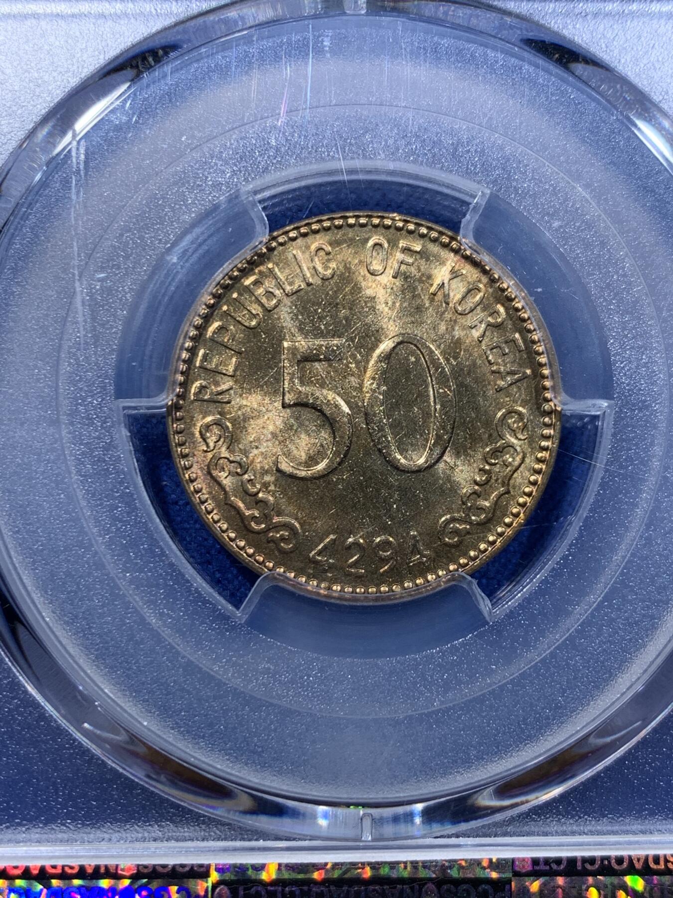 《竞宝斋》第365场 周日，周一 2场连拍 （全场包邮） PCGS MS65/64/64 韩国1959年-1961年总统李承晚 10/50/100韩元 高品难得的流通版一套三枚 其中一个亚军两个季军