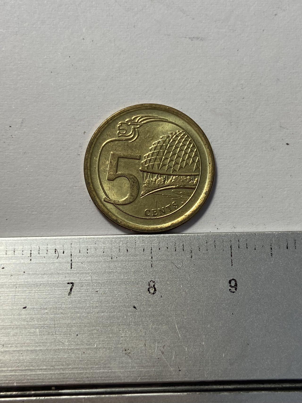 世界各国流通币纪念币等，第三期  2013年新加坡5分，好品