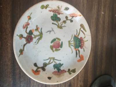 杂件，瓷器化石怪工艺品 - 清末瓷盘，带厂标