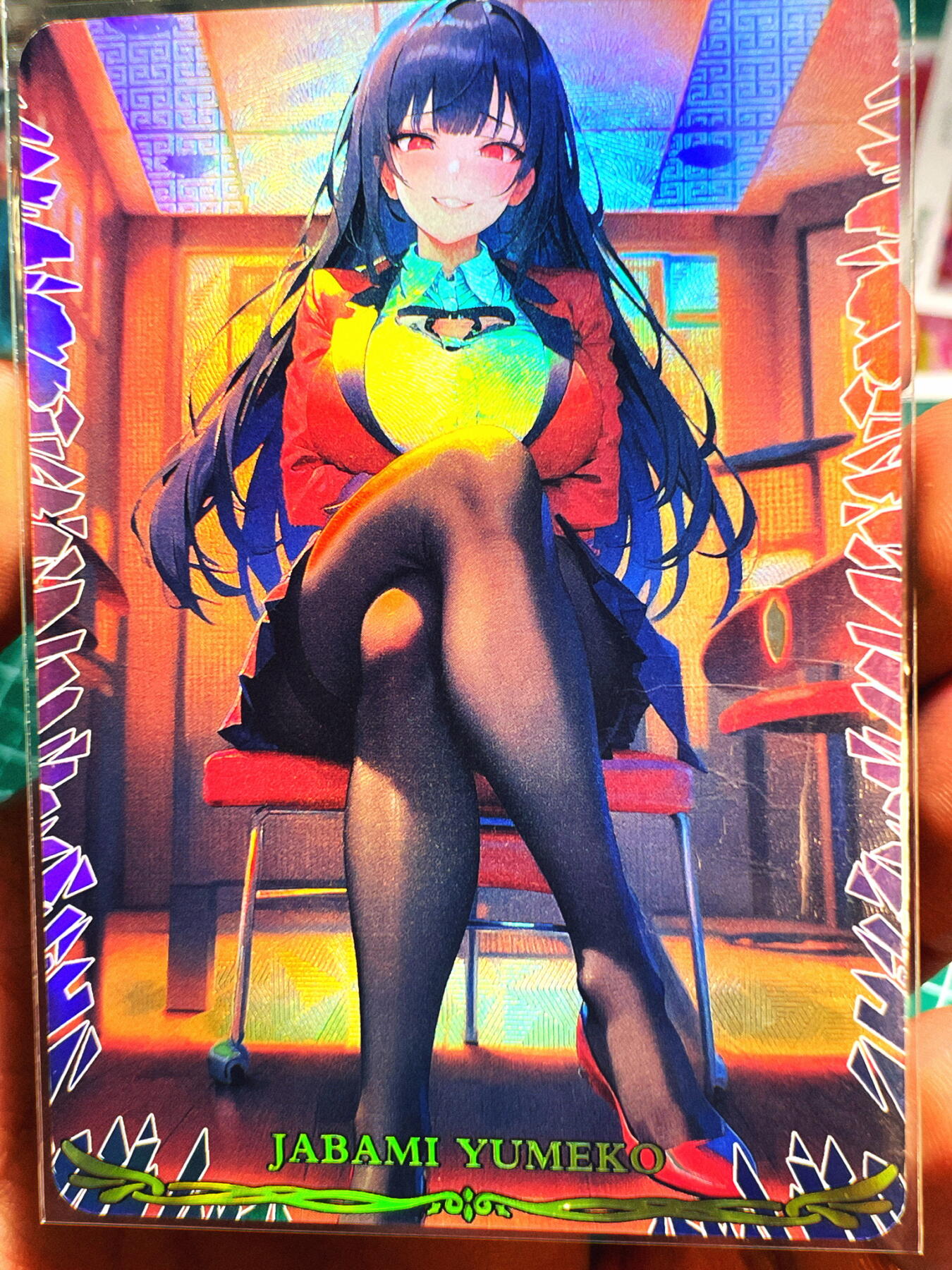 显眼宝第七期 私人收藏卡 驴歪歪 狂赌之渊 黑丝 折光彩闪卡一张 大卡尺寸 1号