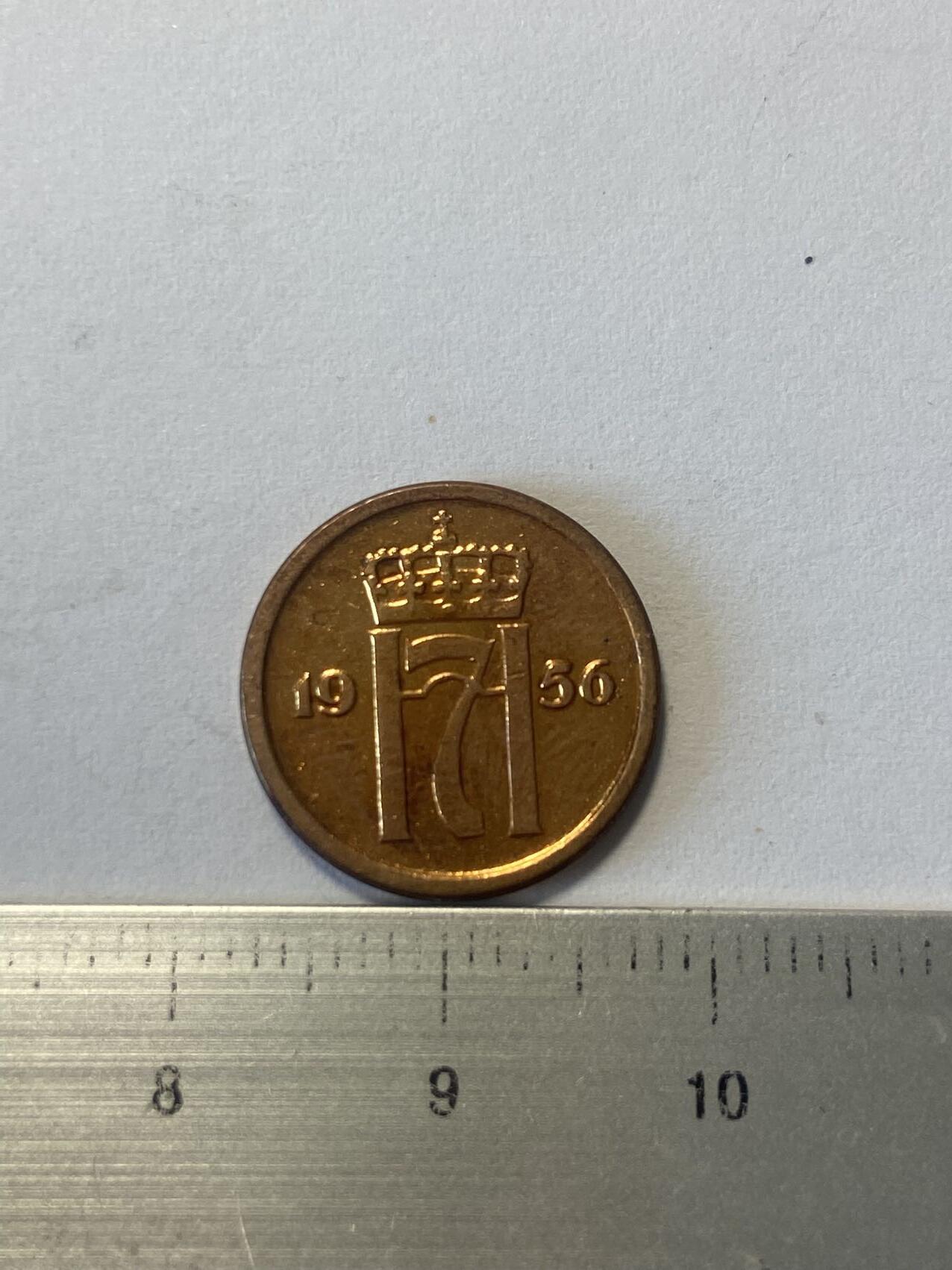 世界各国流通币纪念币等，第三期 1956年挪威1欧尔，全新