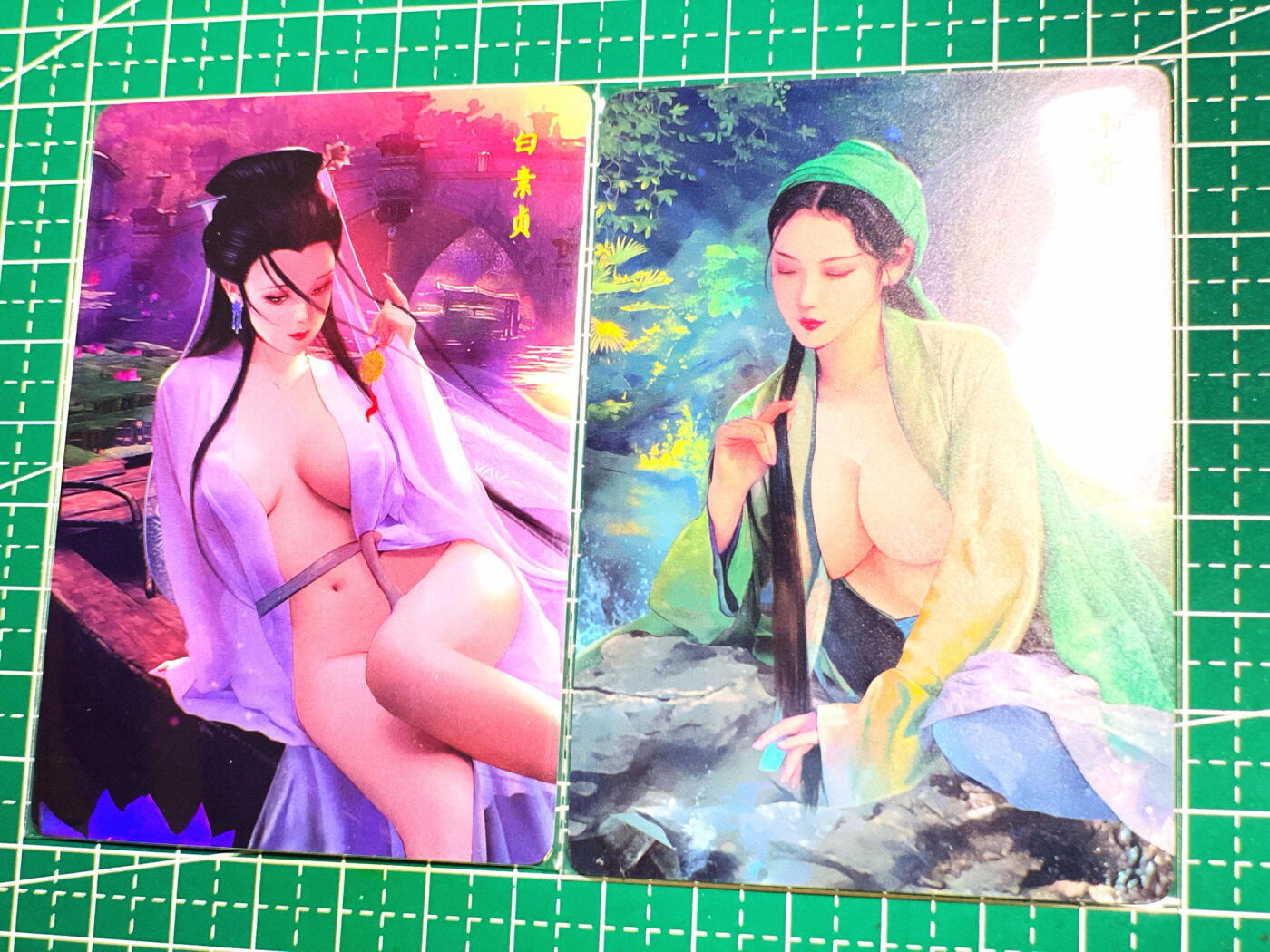 显眼宝第七期 私人收藏卡 燎原卡牌 红颜录白素贞小青近景金彩卡一对 2张