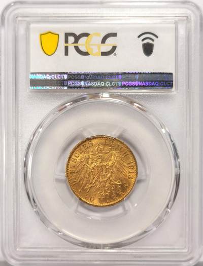 PCGS MS64 德国普鲁士1913年20马克金币，军装威廉二世，难得高分