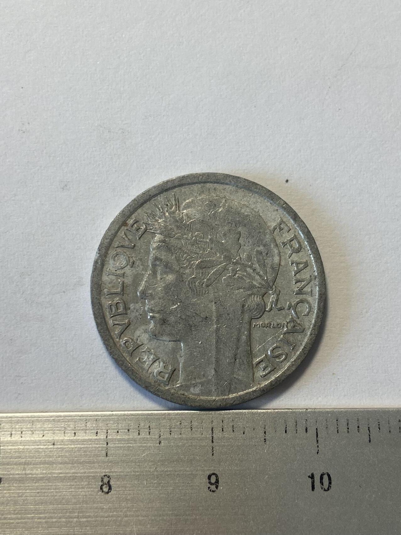 世界各国流通币纪念币等，第三期 1947年法国1法郎，旧品，铝制品