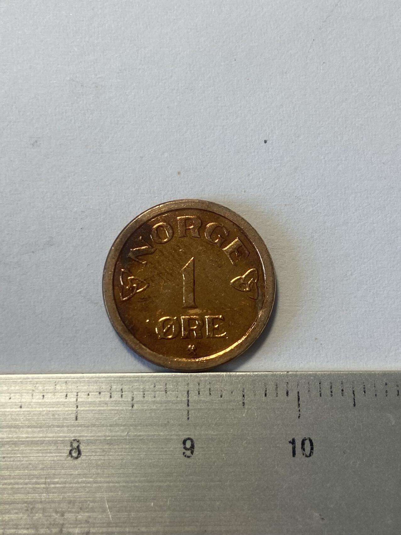 世界各国流通币纪念币等，第三期 1956年挪威1欧尔，全新
