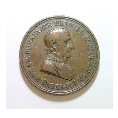 法国1801年 青年拿破仑+和平女神高浮雕精制大铜章 40MM - 法国1801年 青年拿破仑+和平女神高浮雕精制大铜章 40MM