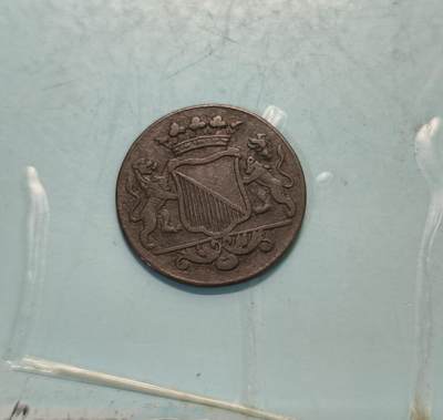 1754年荷兰乌德勒支1Duit铜币，罕见品种，品相如图所示。 - 1754年荷兰乌德勒支1Duit铜币，罕见品种，品相如图所示。