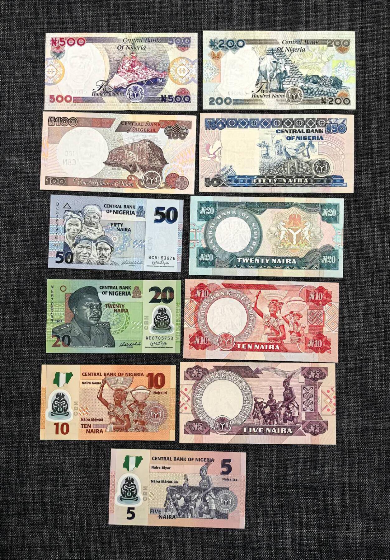 北京马甸外国币专卖第137期，外国纸币专场，陆续上拍，欢迎关注 尼日利亚11张全新