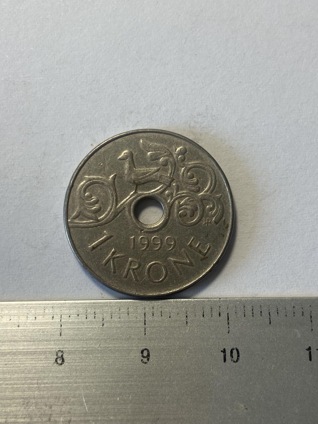世界各国流通币纪念币等，第三期 1999年挪威1克朗，旧品