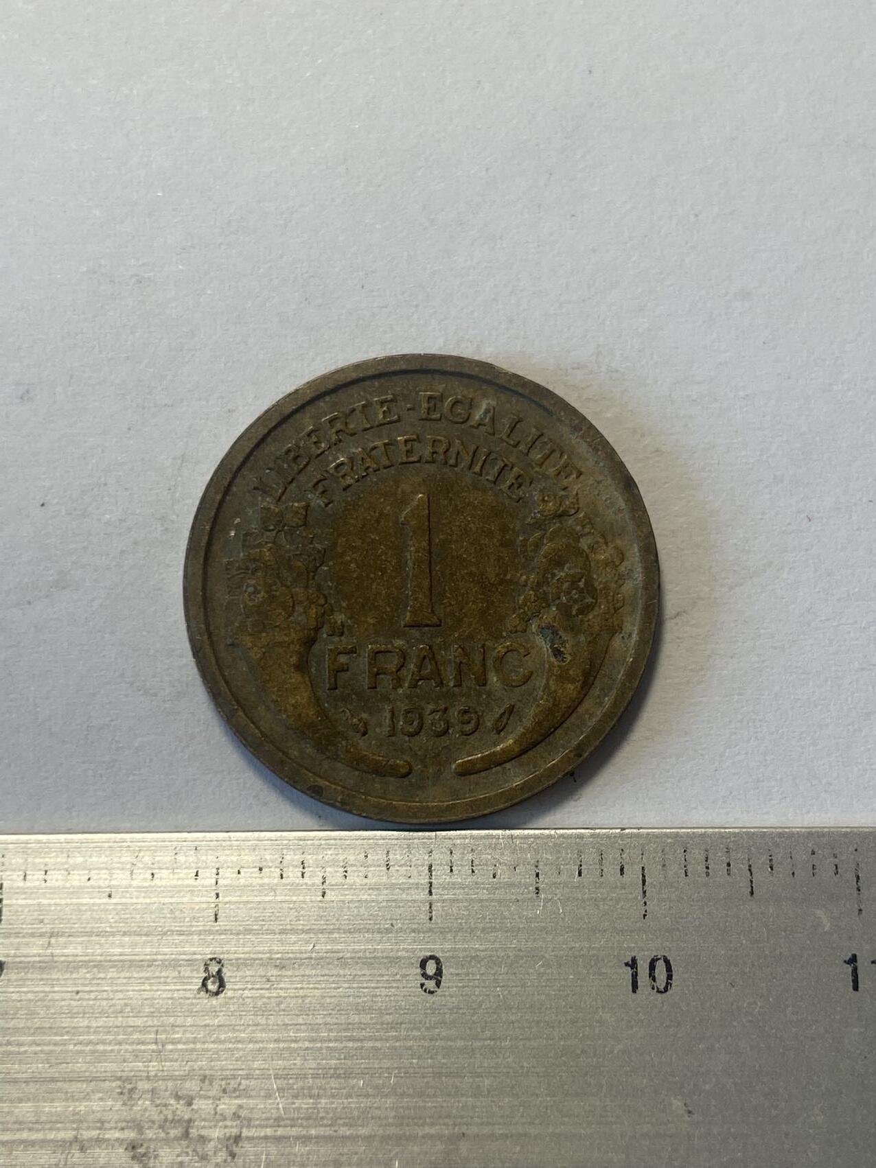 世界各国流通币纪念币等，第三期 1939年法国1法郎，旧品