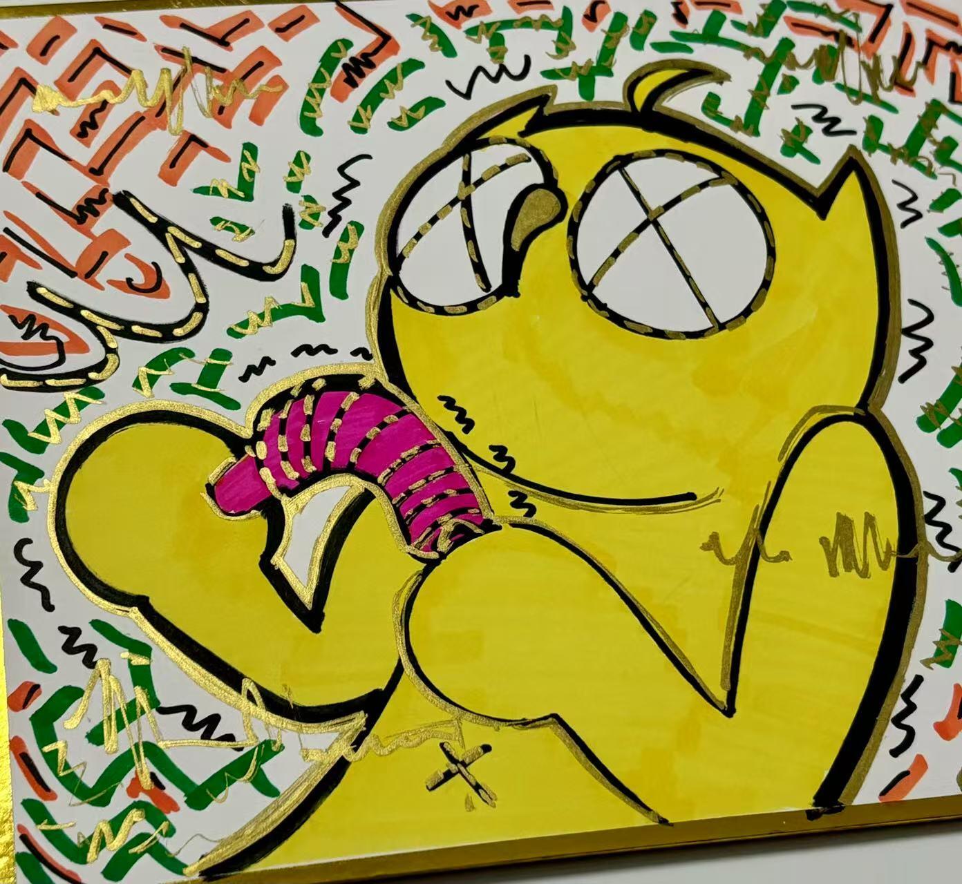 零元拍：歪歪亲笔签名原画色卡，尺寸：21/18厘米，不是复制画哦