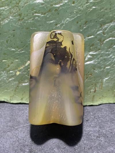 精美高玉化巴西玛瑙一线水墨纹蛇节珠一个 - 精美高玉化巴西玛瑙一线水墨纹蛇节珠一个