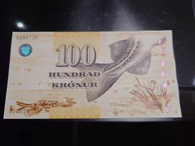 【世界钱币】精选微拍第173期暨2025年第12期  部分卖剩新品上架  2002年法罗群岛100克朗 全新绝品尾号573K