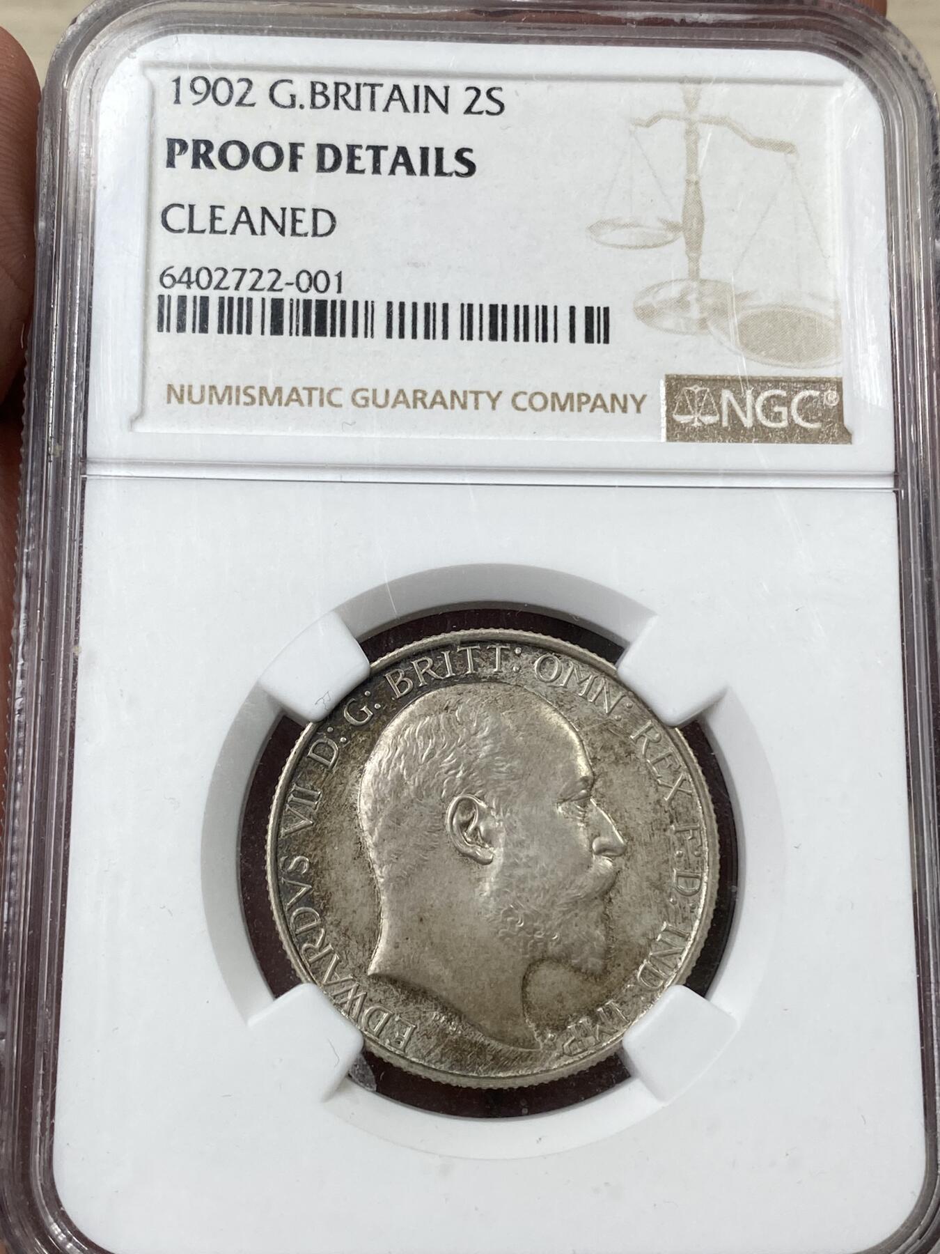 万国钱币拍卖第044期 NGC PFD 1902年英国爱德华七世海神2先令银币 精制MATTE状态不错
