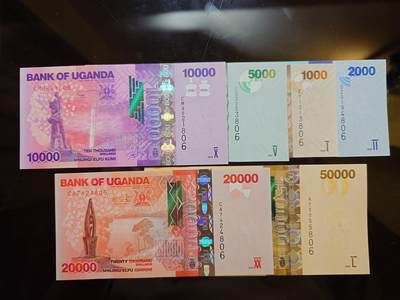 【世界钱币】精选微拍第173期暨2025年第12期  部分卖剩新品上架  2019-22年乌干达6张全套 全新绝品尾3同