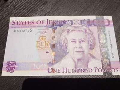 【世界钱币】精选微拍第173期暨2025年第12期  部分卖剩新品上架  2812年泽西岛100镑 纪念钞全新绝品无47尾号2155