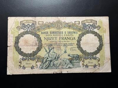 八十四场 - 1939年阿尔巴尼亚纸币20法郎。流通品