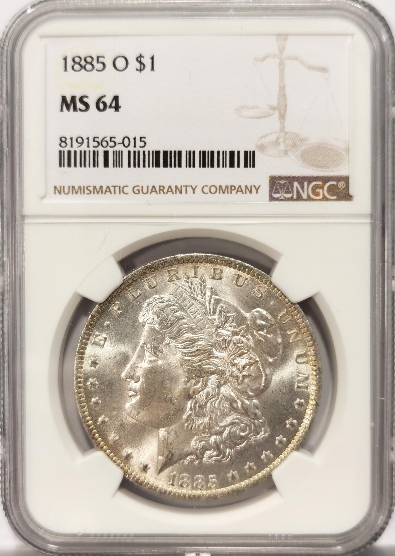 博洋堂“满目春色”三月精品专场暨第116期（全场包邮） NGC MS64 美国1885年O版摩根银币，爆光BU品质，藏家必备品质