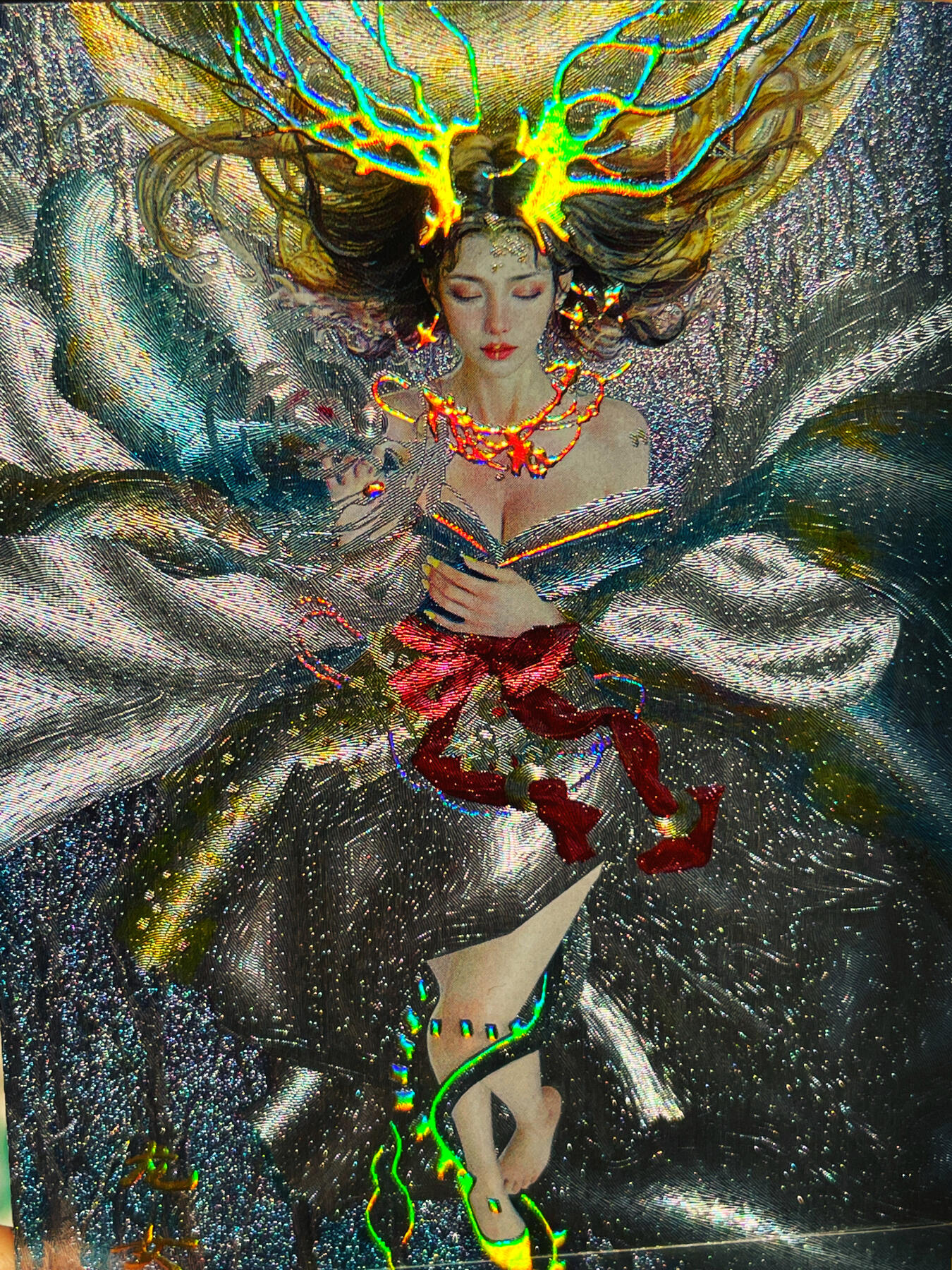 显眼宝第七期 私人收藏卡 燎原卡牌 妖姬传 幻彩折光 龙女一对2张 有细节图