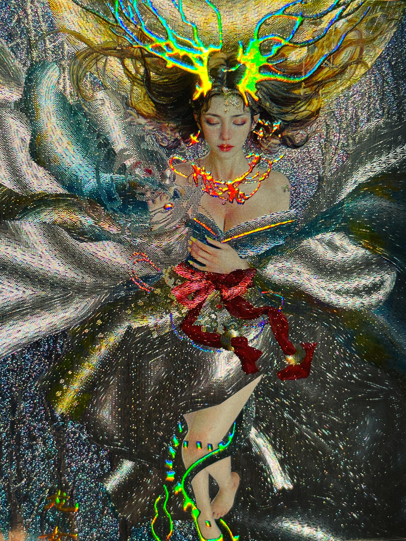 显眼宝第七期 私人收藏卡 燎原卡牌 妖姬传 幻彩折光 龙女一对2张 有细节图