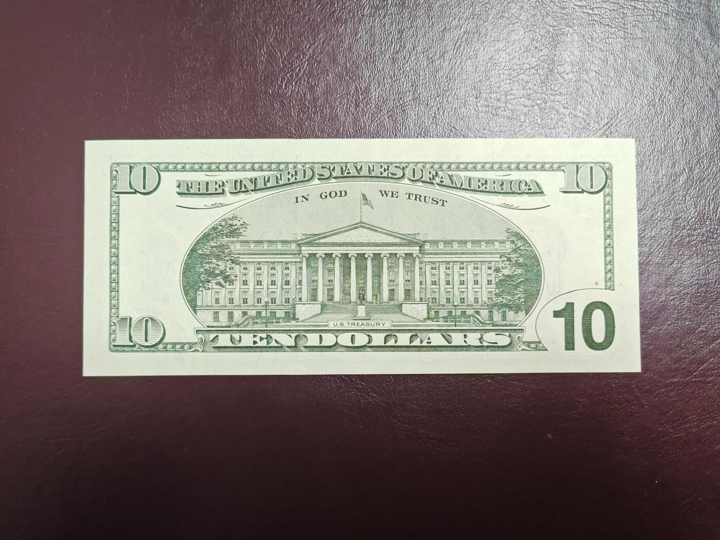 美国纸币 2003年 大头10美元 全新UNC