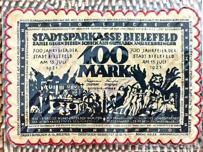 05月02日 世界币章 - 珍品：1921年 德国 100马克 丝绸紧急纪念钞 