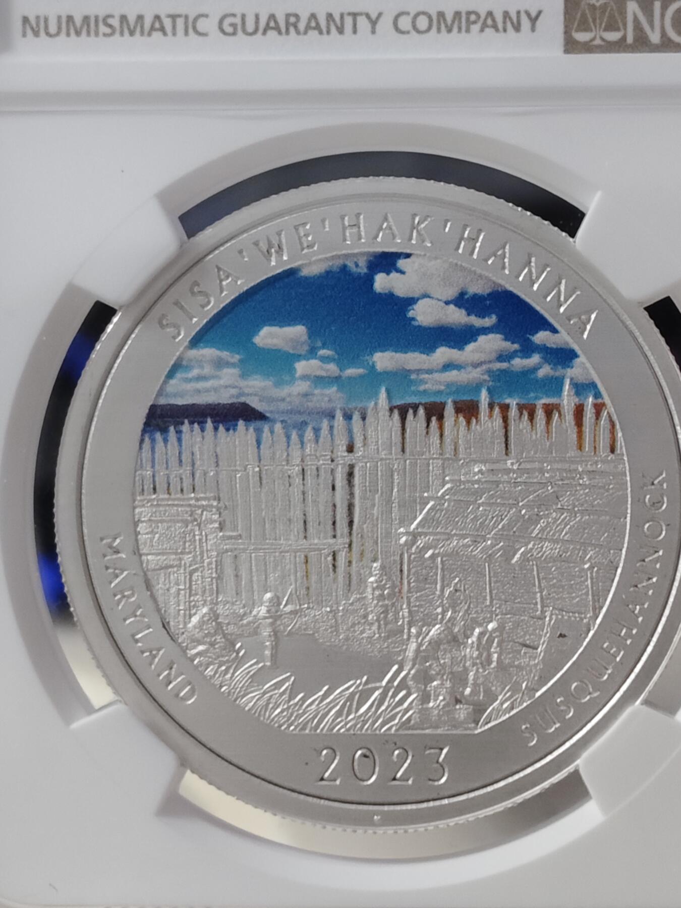 第168期拍卖【长期征集拍品】 美国2023年麦克亨利堡彩色精制纪念银币NGC-PF69原盒证书，999银，发行500枚