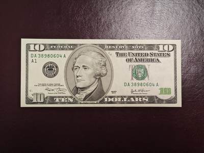 美国纸币 2003年 大头10美元 全新UNC - 美国纸币 2003年 大头10美元 全新UNC