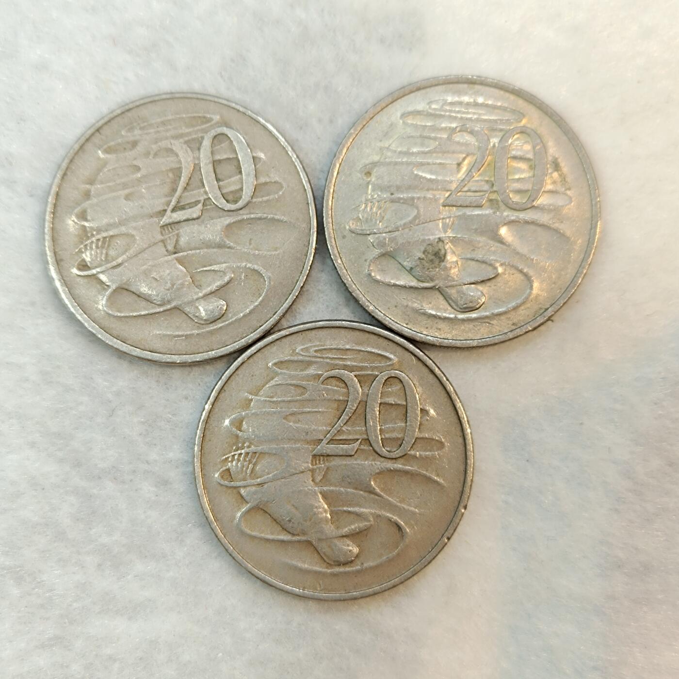 君烨收藏 0元起拍 散币场 每天一场 可留存 第21场 周日发货 澳大利亚20分3枚