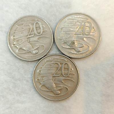 君烨收藏 0元起拍 散币场 每天一场 可留存 第21场 周日发货 - 澳大利亚20分3枚