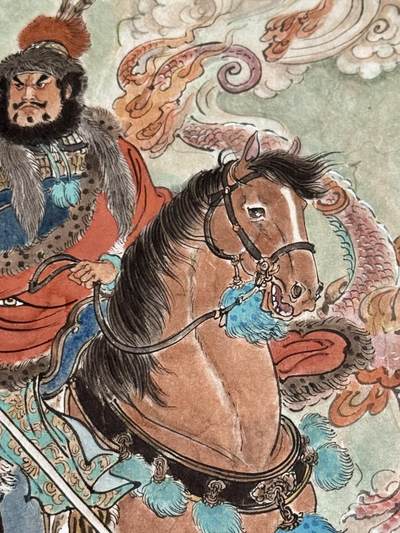 白泽拍卖卡牌手绘专场第21期（七月将残暑未收， 晚凉庭院独登楼） 2024 王涌喆手绘画 金兀术 尺寸：27.5cm*38cm