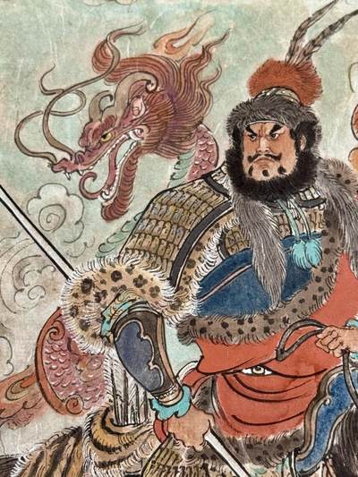 白泽拍卖卡牌手绘专场第21期（七月将残暑未收， 晚凉庭院独登楼） 2024 王涌喆手绘画 金兀术 尺寸：27.5cm*38cm