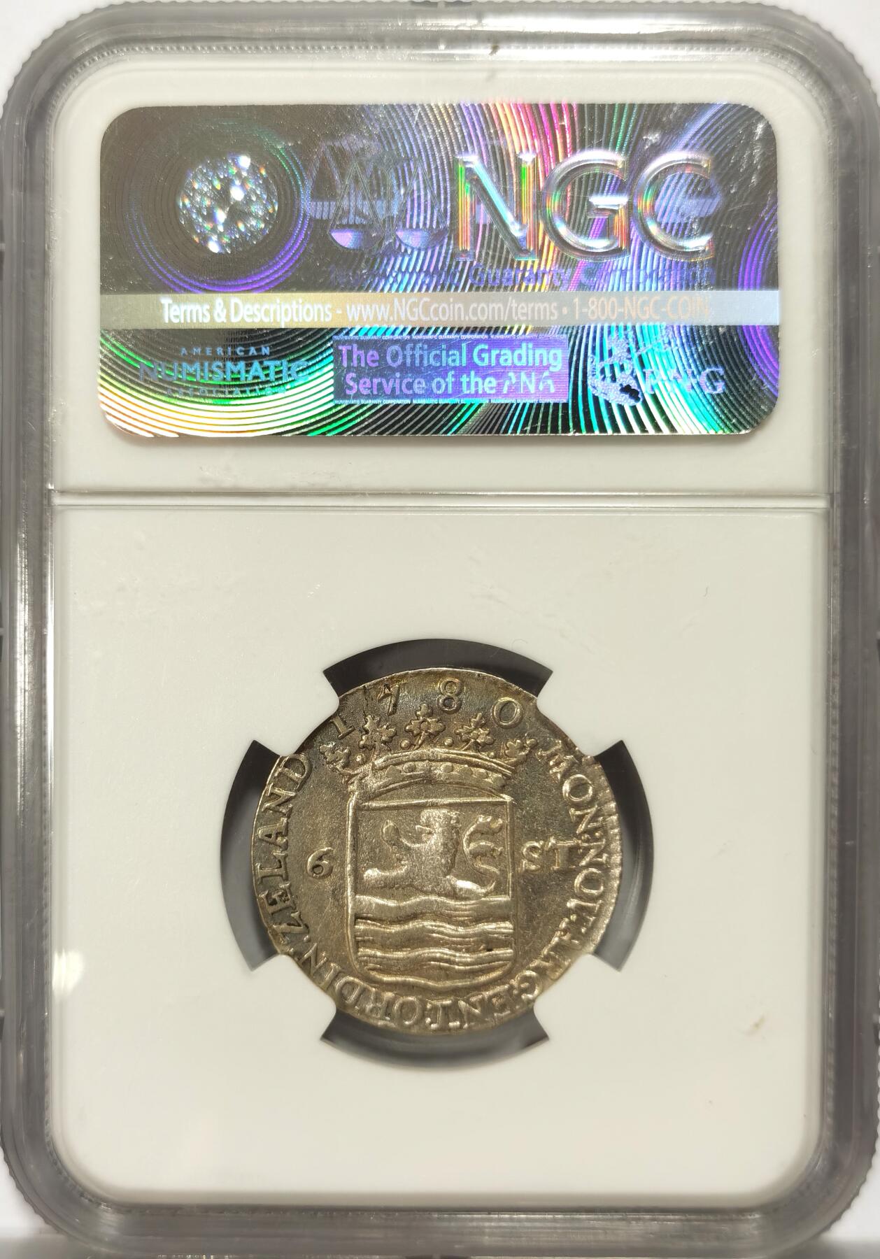 博洋堂“满目春色”三月精品专场暨第116期（全场包邮） NGC AU55 荷兰泽兰省1780年6S帆船银币