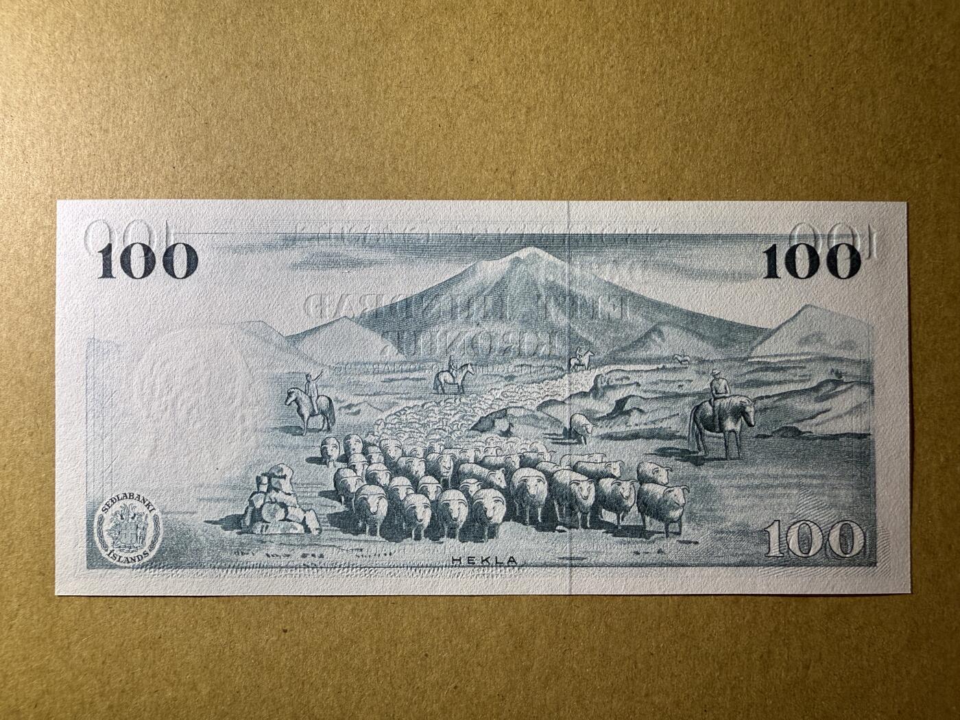 《艾美收藏》第193期-周日外币精品百拍 冰岛100克朗 UNC 1961年再版 冰岛银行家根拿松