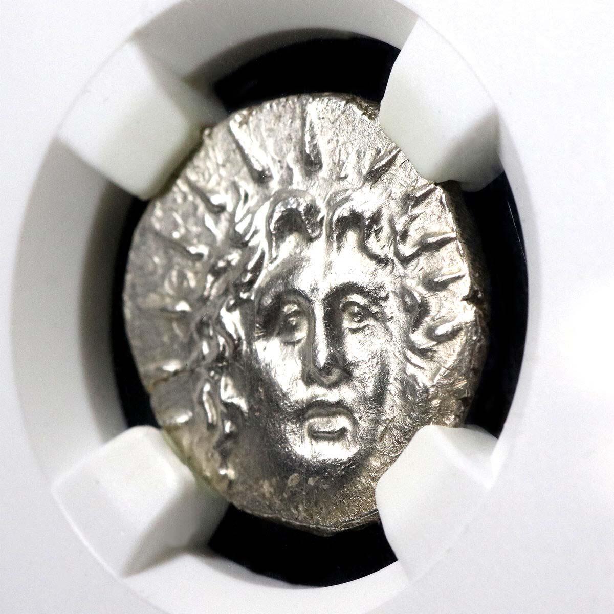 古希腊币罗德岛太阳神正面像和玫瑰图银币NGC评级MS未流通品古币b19-9