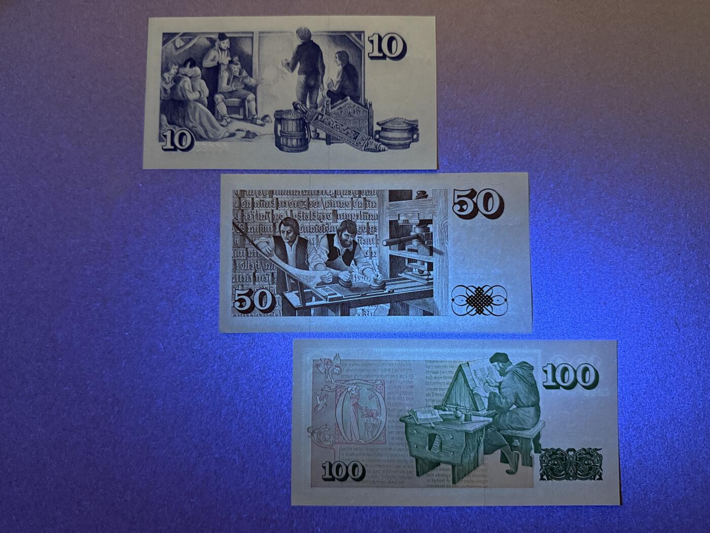 《艾美收藏》第193期-周日外币精品百拍 冰岛10、50、100克朗3张 UNC 1981年全程无4