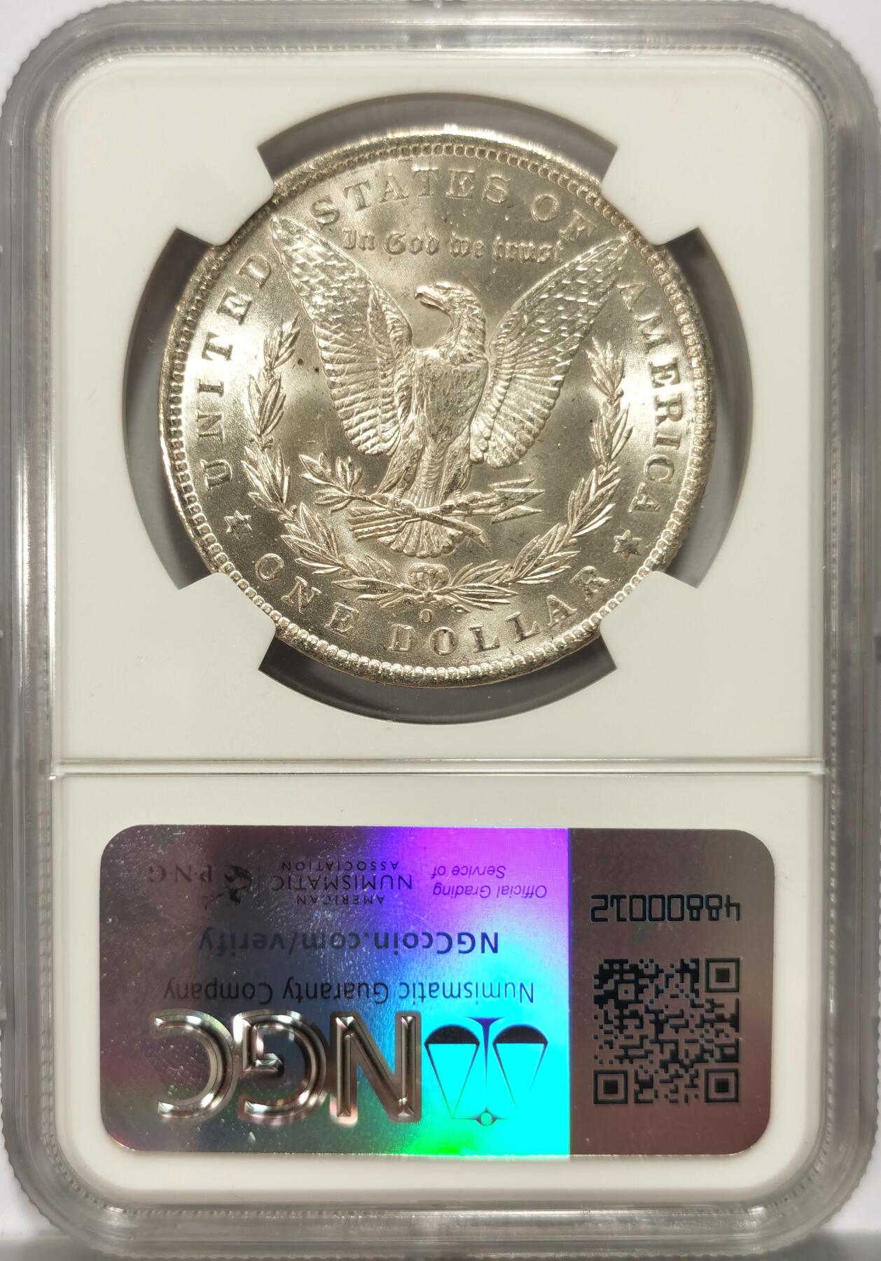 博洋堂“满目春色”三月精品专场暨第116期（全场包邮） NGC MS64 美国1885年摩根银币，卷拆极品，光度极佳，银光闪烁。