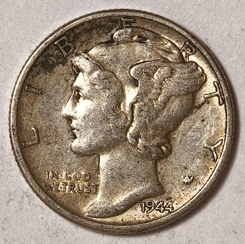 紫瑗钱币——第534期 美国 1944年  墨丘比利 小飞侠 10美分 2.5克 0.9银