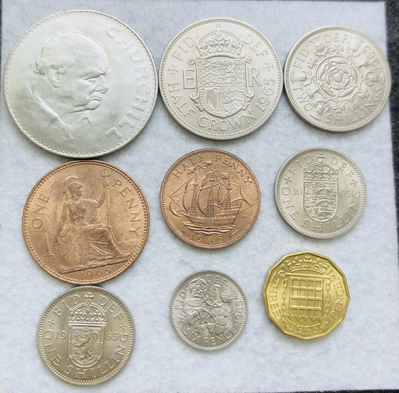 文馨钱币收藏第 233 场 全新未流通英国 1965 年套册 9 枚装