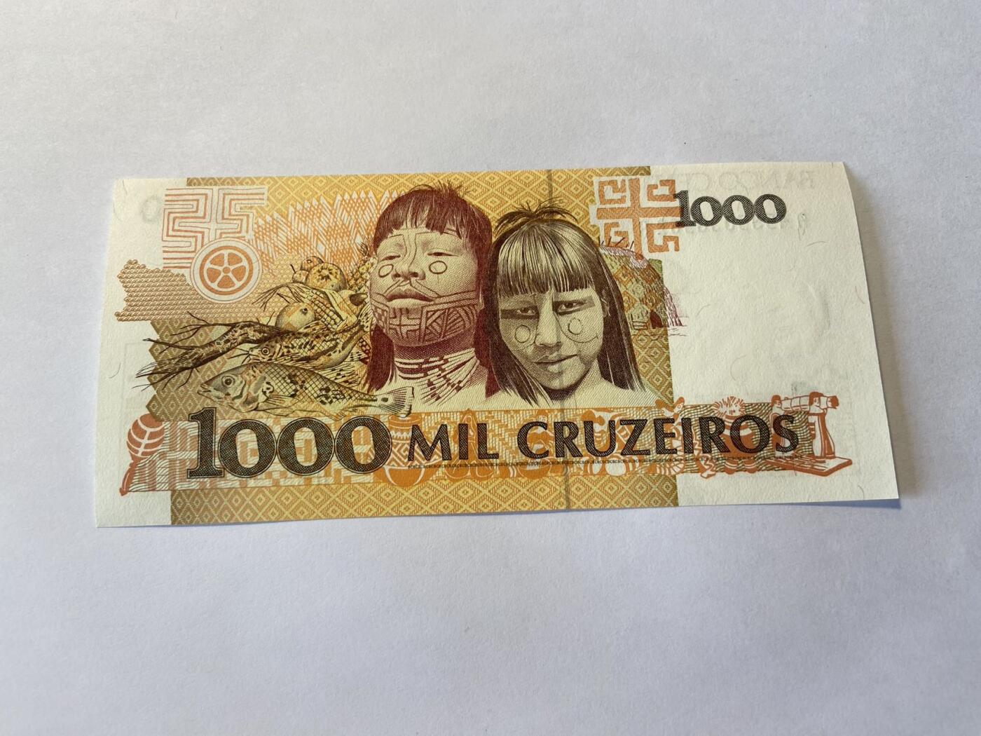 世界各国纸币专场，第四期 1990年巴西1000克鲁塞罗，全新