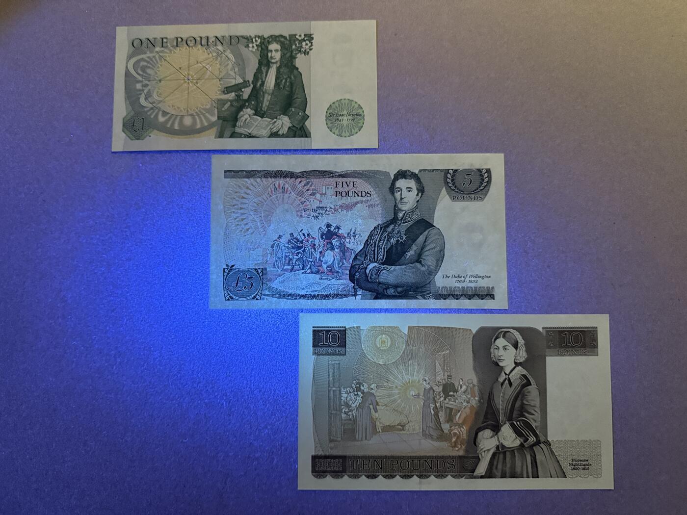 《艾美收藏》第193期-周日外币精品百拍 英格兰1、5、10镑3张 UNC D序列 全程无47