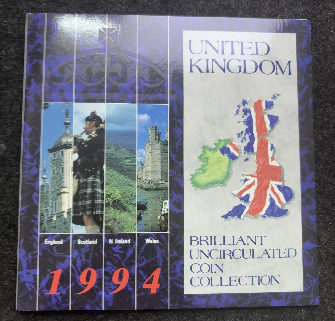 文馨钱币收藏第 233 场 英国皇家造币厂1994年英国精装 套币 一套8枚 诺曼底登陆 50便士 2镑 原包装，送明信片