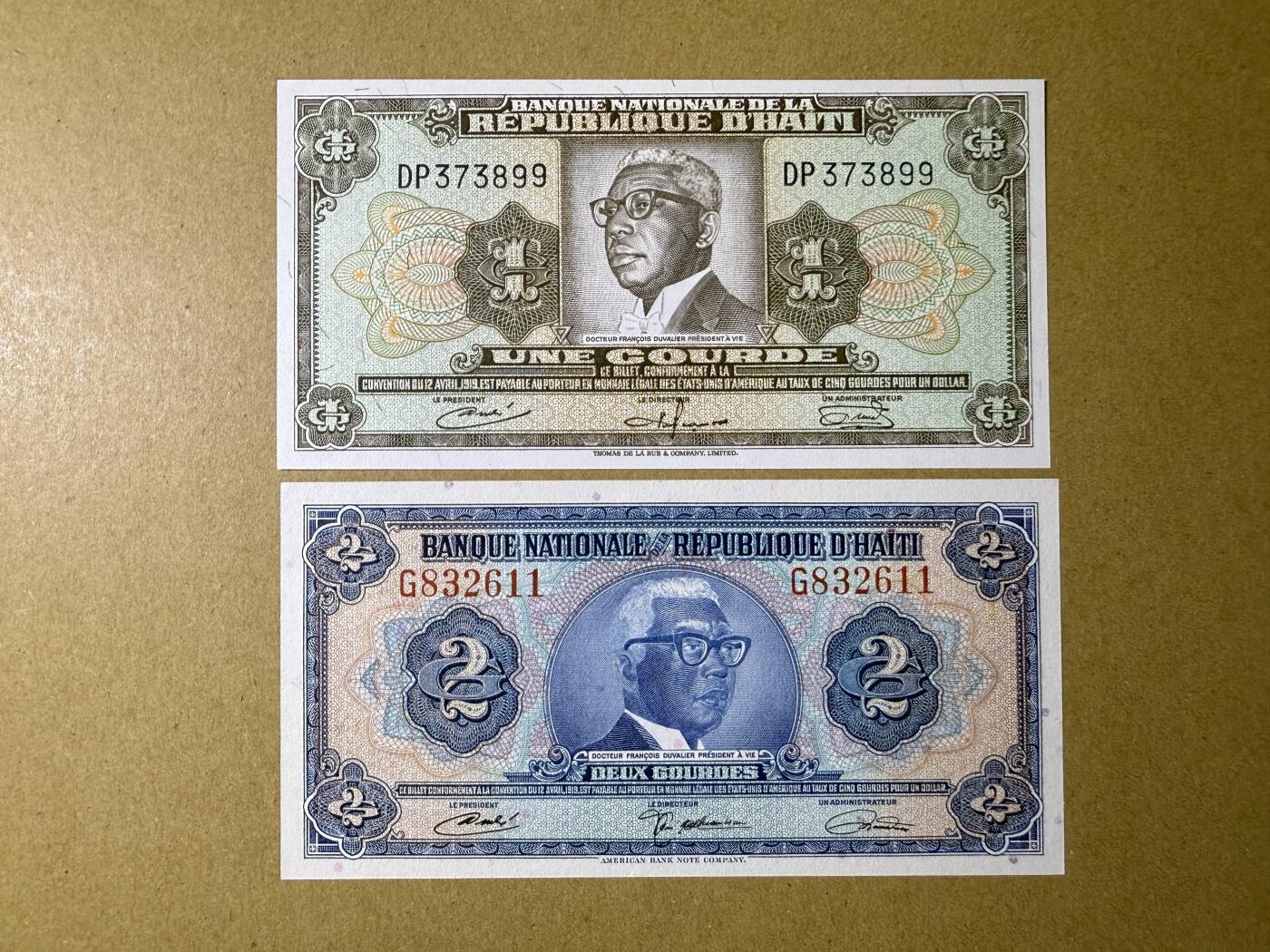 《艾美收藏》第193期-周日外币精品百拍 海地1、2古德2张 UNC 1919年老版本 无4