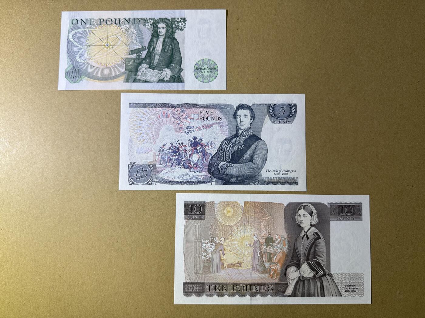 《艾美收藏》第193期-周日外币精品百拍 英格兰1、5、10镑3张 UNC D序列 全程无47