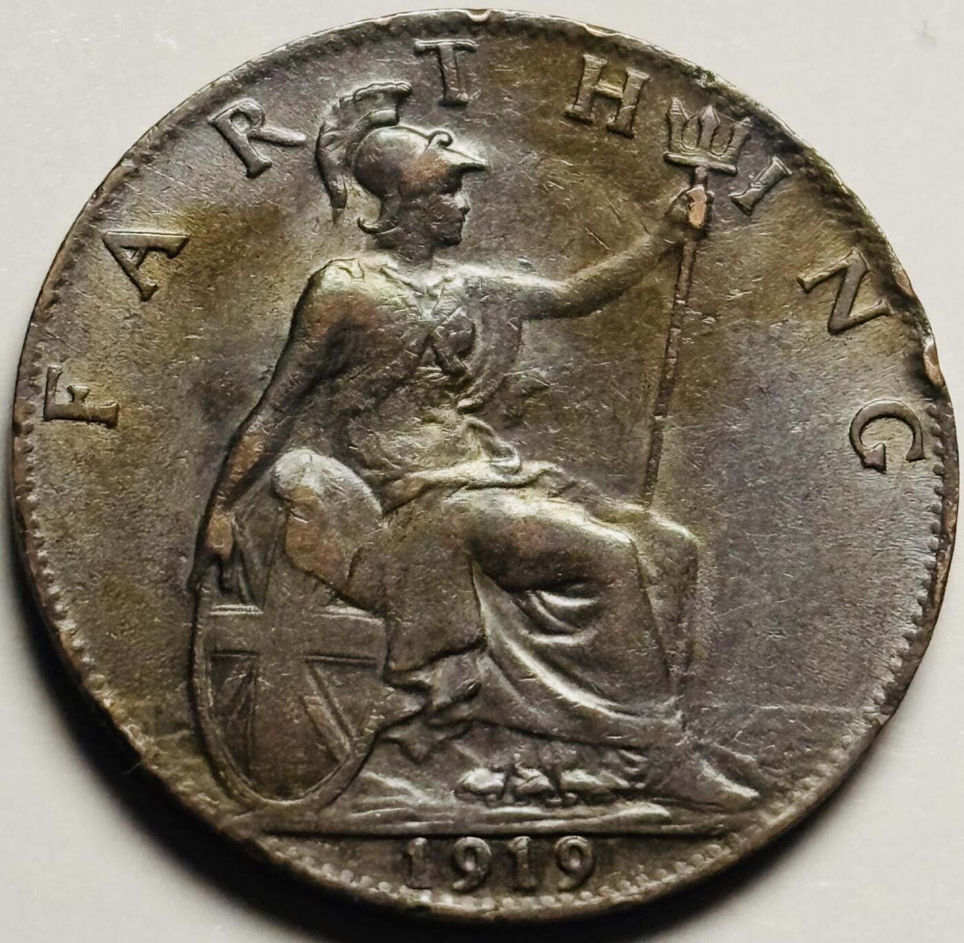 文馨钱币收藏第 233 场 1919 年英国乔治五世版法新铜币