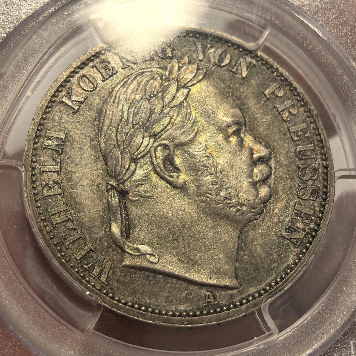 博洋堂“满目春色”三月精品专场暨第116期（全场包邮） PCGS MS65 德国普鲁士1866年普奥战争胜利纪念流通1泰勒，高分带彩，之前66分麦稀奇成交含佣7000+