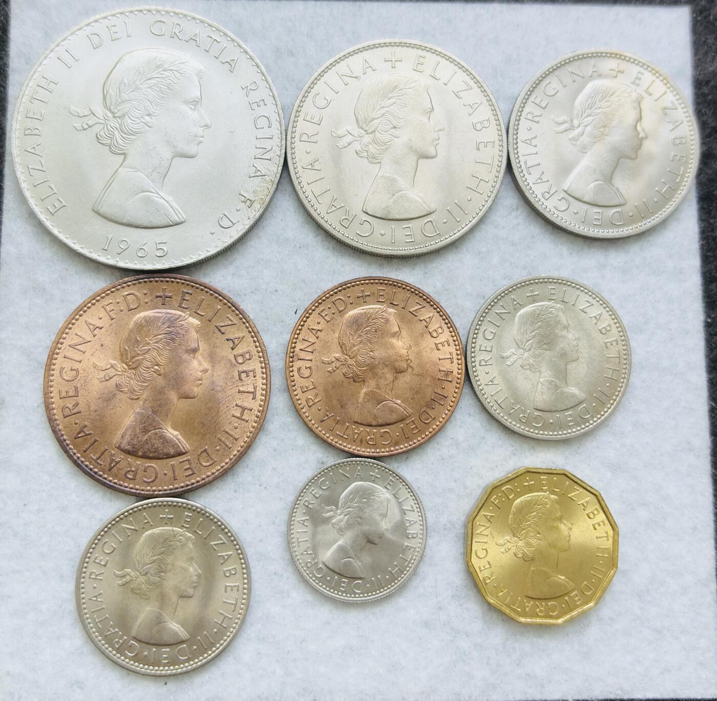 文馨钱币收藏第 233 场 全新未流通英国 1965 年套册 9 枚装