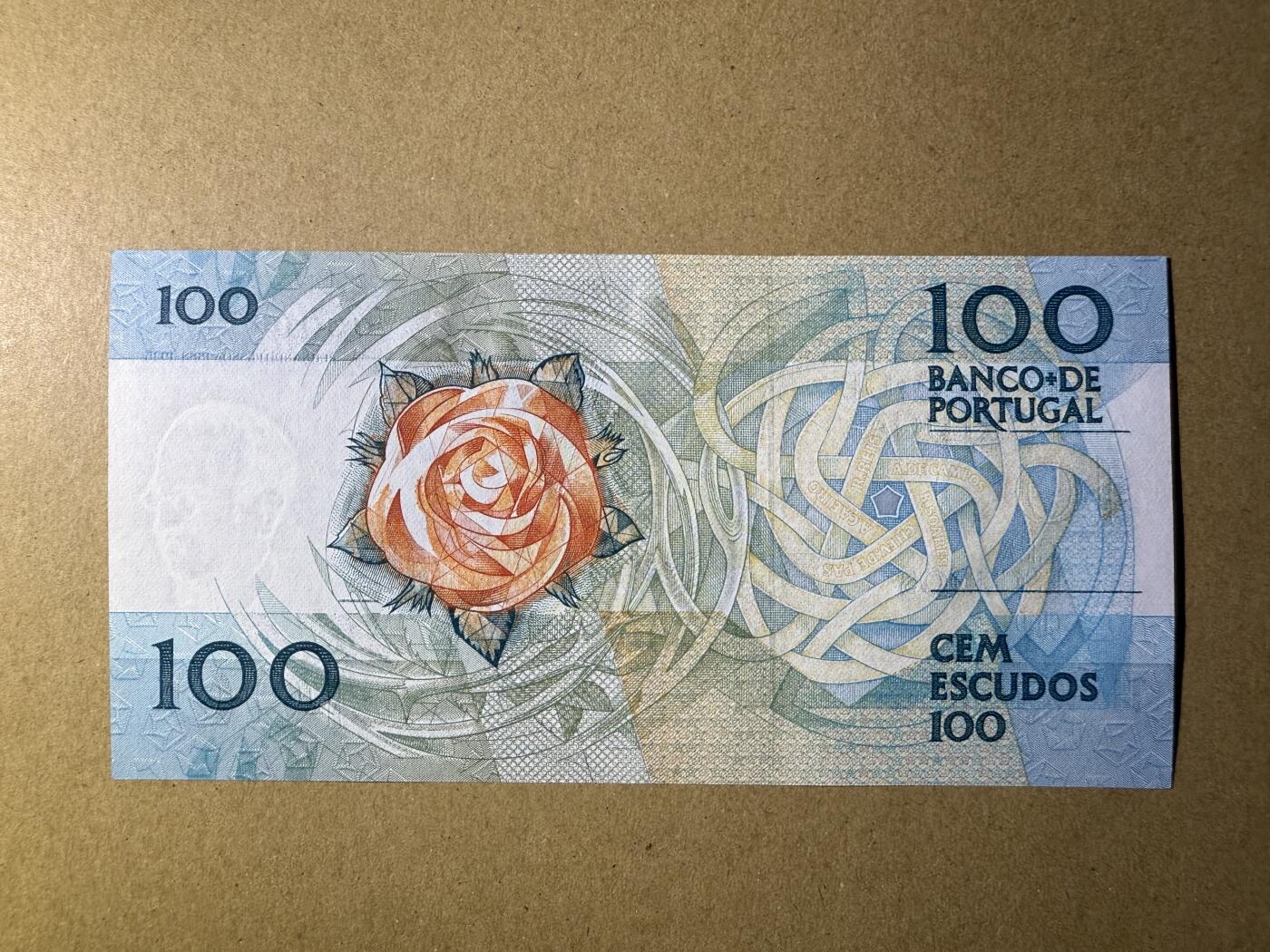 《艾美收藏》第193期-周日外币精品百拍 葡萄牙100埃斯库多 UNC 1988年 葡萄牙诗人佩索阿 无47千位号