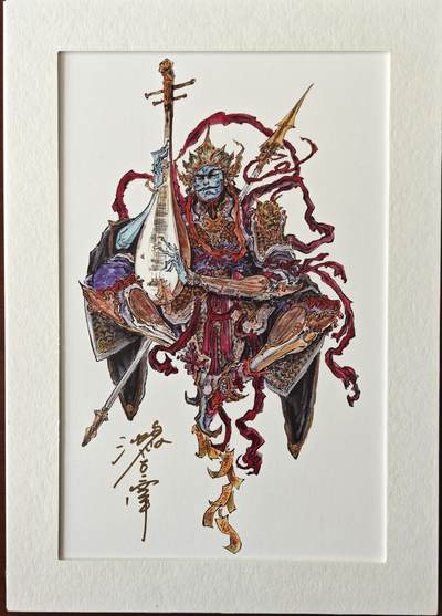 白泽拍卖卡牌手绘专场第15期（四时最好是三月，一去不回唯少年） - 2024 启读文化 手绘复制画 四大天王 魔礼海 025/500 沈鑫亲签 尺寸：21CM*30CM